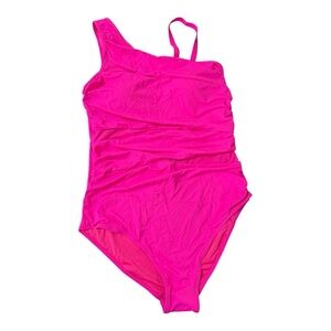 Aqua Eve Pink One-Shoulder Swimsuit – Size 14W (NWT)